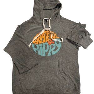 “Be Hippy” Gray Hoodie with Graphic Print
